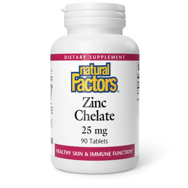 NATURAL FACTORS - ZINC CHELATED - 25MG - 90 TABLETS
