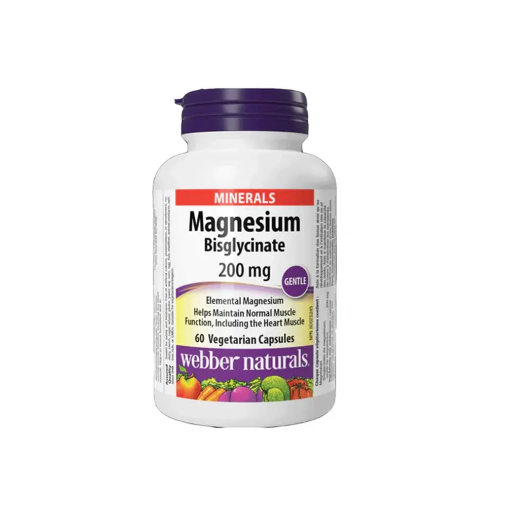 Webber Naturals Magnesium Bisglycinate (Magnesium Glycinate) 200mg 60 Capsules