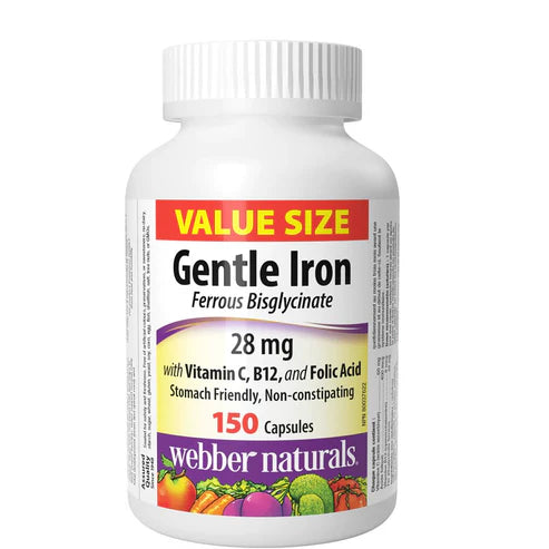 Webber Naturals Gentle Iron Ferrous Bisglycinate 28mg 150 Capsules