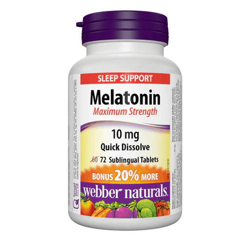 Webber Naturals Sleep Support Melatonin Maximum Strength 10mg 72s