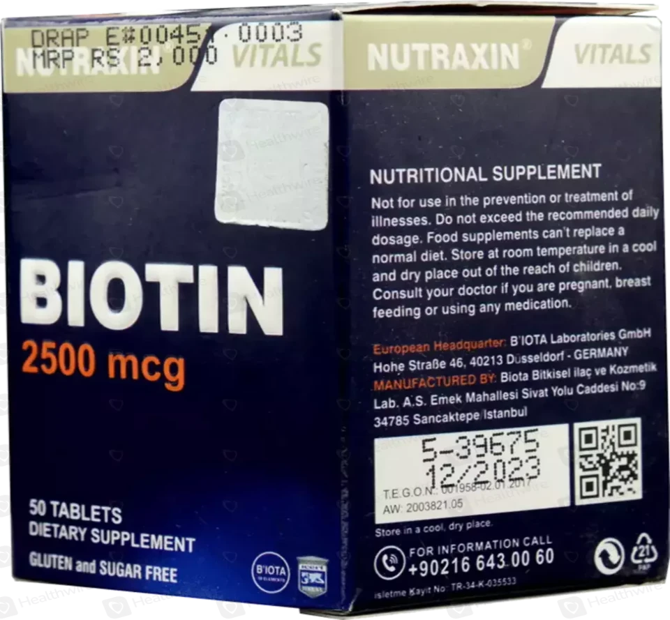 NUTRAXIN BIOTIN 2500MCG