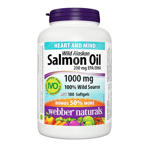 Webber Naturals Wild Alaskan Salmon Oil 1000mg 180 Capsules